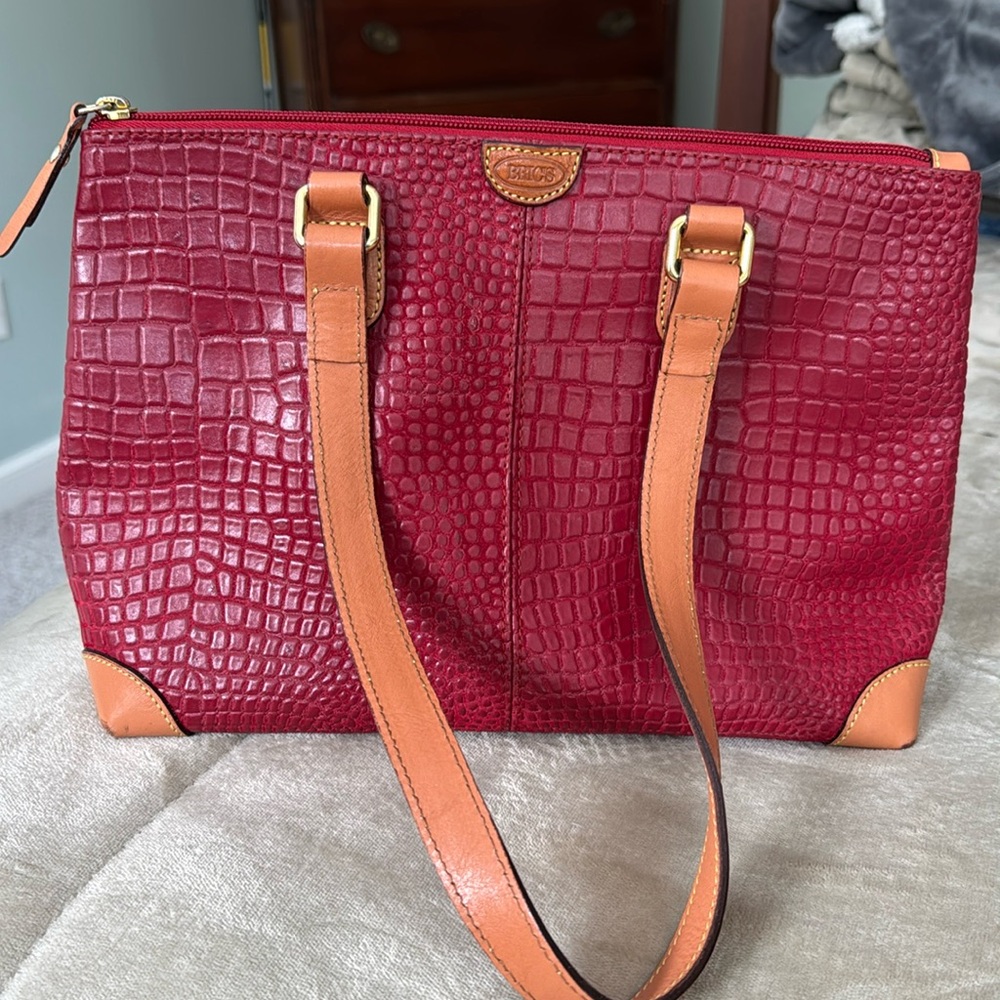 BRIC’S red pebble satchel bag
